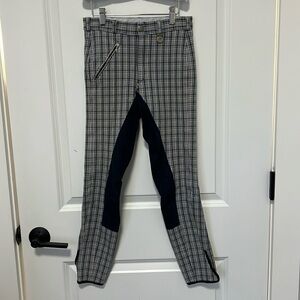 Pikeur Lugana Slim Kids Girls Plaid Light Blue Horse Riding Breeches size 164